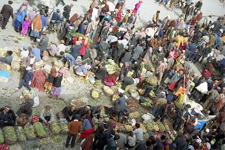 61 Kashgar Sunday Market 1993 Fruit And Vegetable Market From Tower.jpg